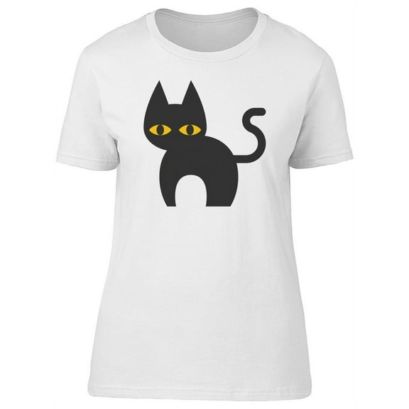 Simple Black Cat Illustration T-Shirt Women -Image by Shutterstock, Female Medium