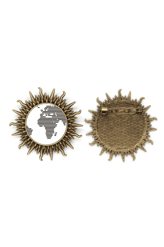 Simple Black Line World Map Pattern Metall Sonne Brosche Haken Pin