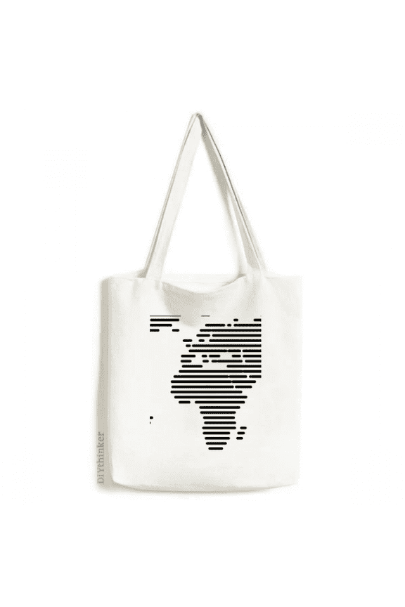 Simple Black Line World Map Pattern Tote Canvas Bag Shopping Satchel Casual Handbag