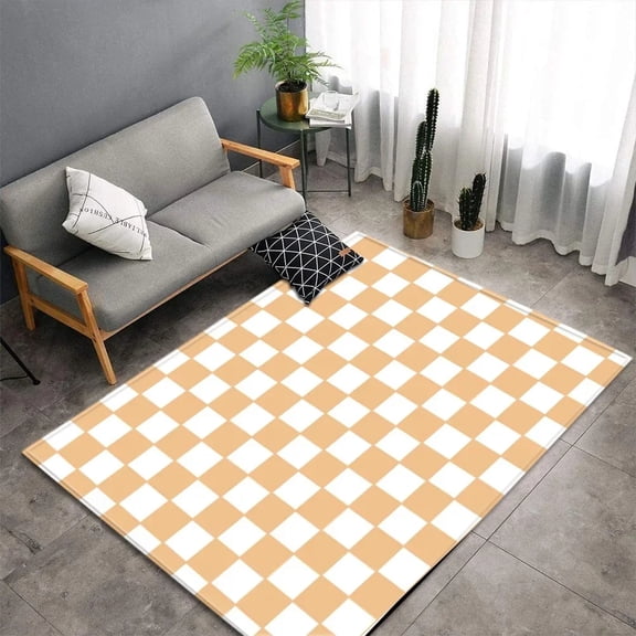 Simple Black White Checkerboard Carpet for Living Room Anti-slip Bedroom Bedside Sofa Area Rug Large Size Indoor Floor Mat