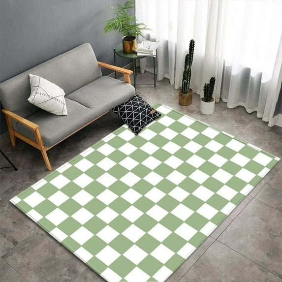 Simple Black White Checkerboard Carpet for Living Room Anti-slip Bedroom Bedside Sofa Area Rug Large Size Indoor Floor Mat