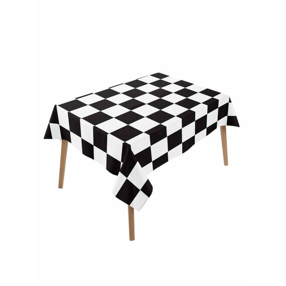 Simple Black White Checkered Rectangle Tablecloth, Lattice Buffalo Plaid Waterproof & StainResistant Tablecloth, Washable Oil-proof Table Cover for Dining/Party/Wedding/Camping/Buffet 60x102 In