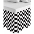 thumbnail image 1 of Simple Black White Checkered Wrap Around Bed Skirts for California King Bed 18" Drop,Bed Skirt with Adjustable Elastic Belt Dust Ruffle Bed Valance for Bedroom Lattice Buffalo Plaid Bed Frame Cover, 1 of 7