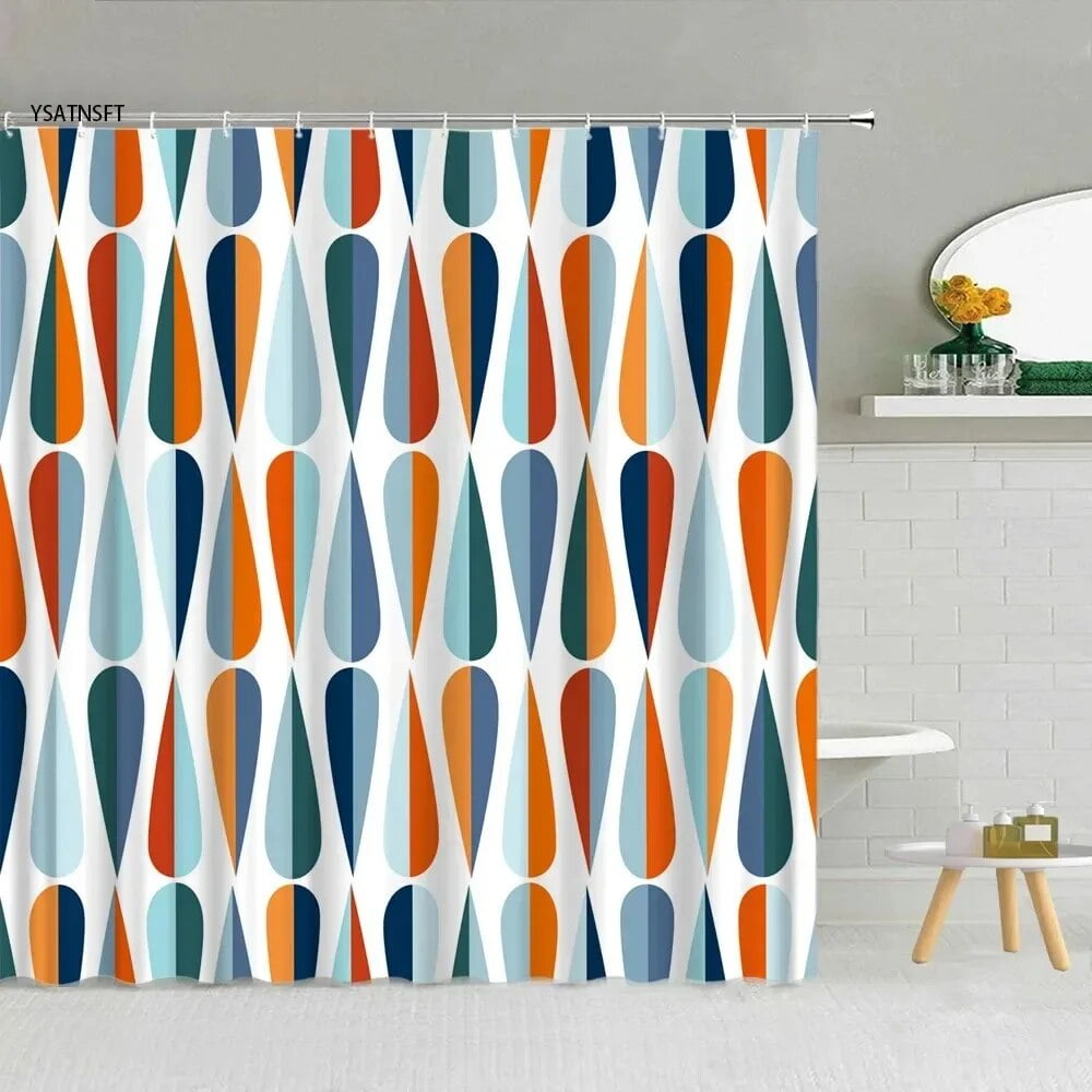 Simple Black White Raindrop Shower Curtain Geometry Water Droplets