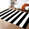 thumbnail image 1 of Simple Black And White Stripes Area Rugs, Stripes Living Room Decor Rug, Soft Machine Washable Breathable Durable For Hotel Home Decor Doormat Entrance Hall Yoga Room Patio 2' x 3', 1 of 6