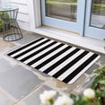 thumbnail image 1 of Simple Black White Stripes Door Mat Indoor Outdoor, Modern Stripes Non Slip Welcome Mat with Rubber Backing, Absorbent Fabric Front Door Mats Entryway Rug for Home Patio Entrance 24"x36", 1 of 8