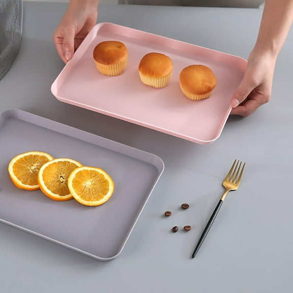 Simple Blue Plastic Tray, 2-Pack Rectangular Serving Dishes