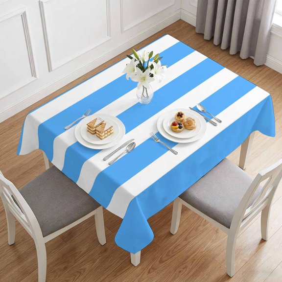 Simple Blue Striped Table Cloth 60x84in, Waterproof Rectangle Tablecloth Wipeable Tablecloths Modern Geometric Line Table Covers for Dining Tables Party Indoor Outdoor