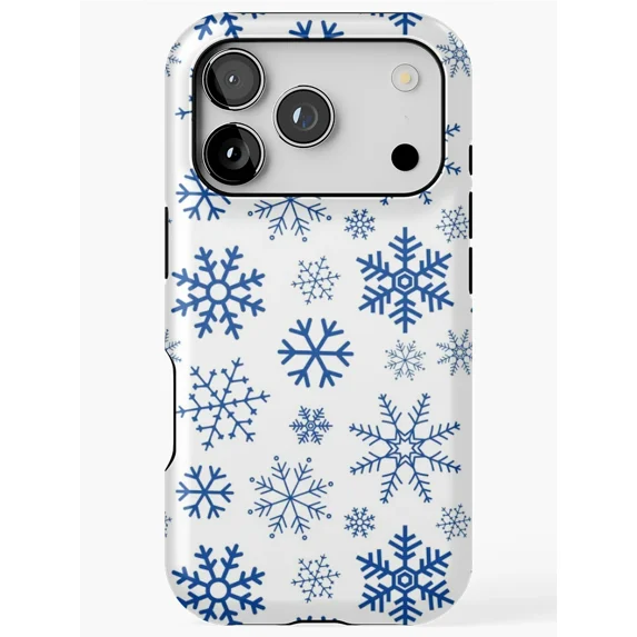 Simpl Patten Simple Blue Winter Snowflake Pattern Tough Phone Case for iPhone 18 Pro ...