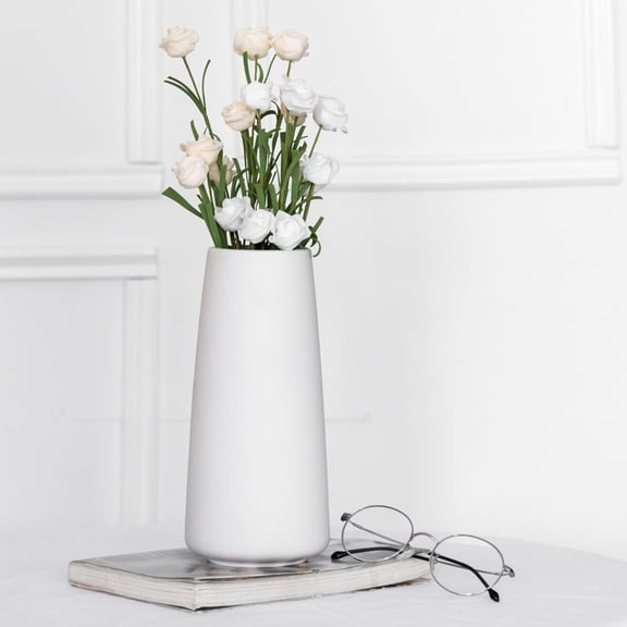Simple Boho Ceramic Flower Vase for Home Decor (Bright White,Super Big) | 10'' Modern Vase for Flower Plant Pampas Grass, Fit for Table Shelf Centerpieces, Living Room Kitchen Bedroom Wedding Gift