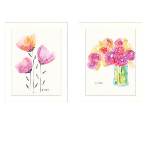 Simple Bouquets 2-Piece Vignette by Kait Roberts Printed Art Wood Multi-Color