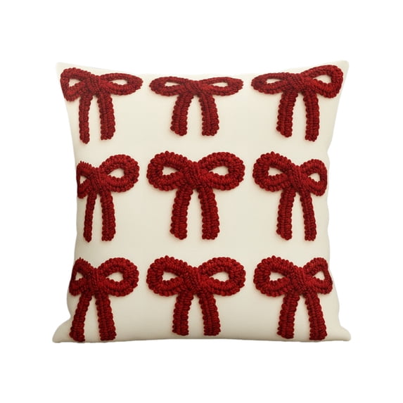 Simple Bow Printted Pillow Cover,17.7x17.7 inch Decorative Soft Fabric Cases with 2D Paettern, Festive Home Throw Pillows