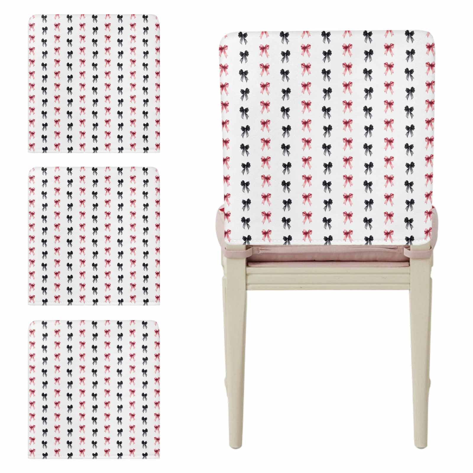 Simple Bows Chair Back Covers Set of 6, Black Bow Pink Bow White ...