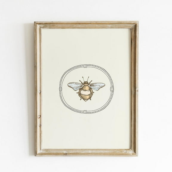 Simple Bumblebee Line Illustration Print, Trendy Decor, Abstract Painting, Vertical, Cottage, Aesthetic Wall Art, Modern Wall Decor For Living Room, 8x12 UNFRAMED