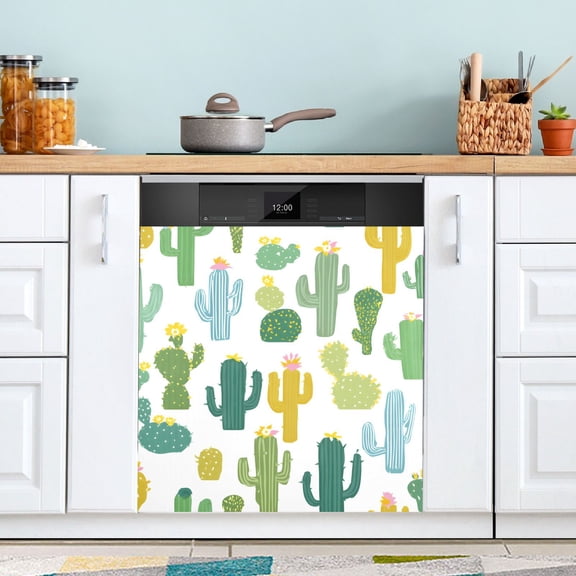 Simple Cactus Cute Dishwasher Magnet Refrigerator Magnetic Cover Washing Machine Magnet Sticker Kitchen Decor