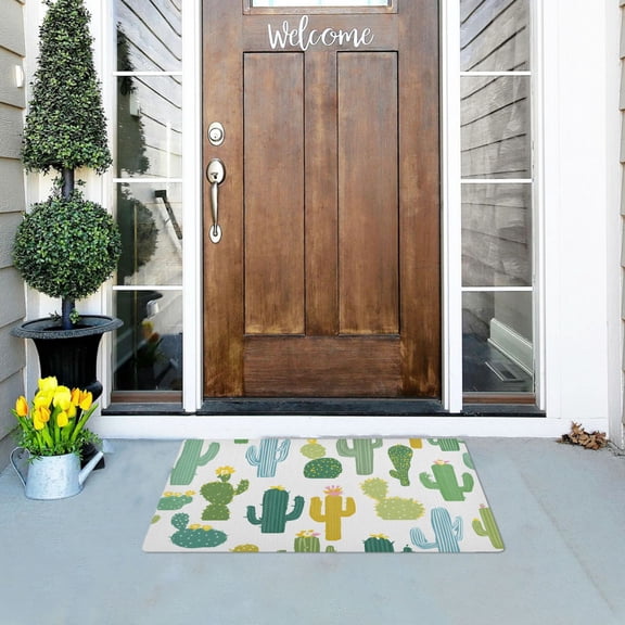 Simple Cactus Cute Doormats Welcome Mats Gate Pads Entryway Outdoor 32" x 20"