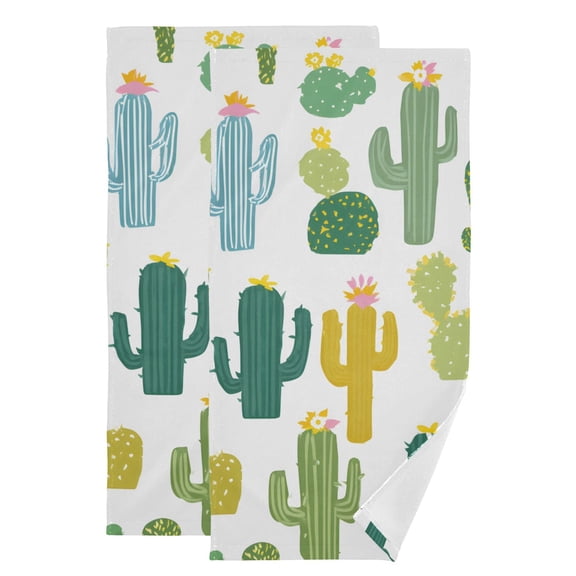 Simple Cactus Cute Hand Towel Absorbent Bath Towels for Bathroom Sports Gym 28" x 14" Set of 2