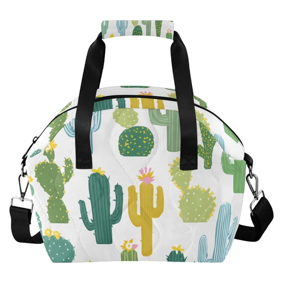 Simple Cactus Cute Insulated Lunch Bag Reusable Quilted Lunch Box Waterproof Leakproof Lunch Container