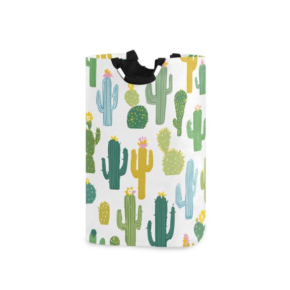 Simple Cactus Cute Laundry Basket with Handles Foldable Laundry Hamper Freestanding Washing Bin 50L
