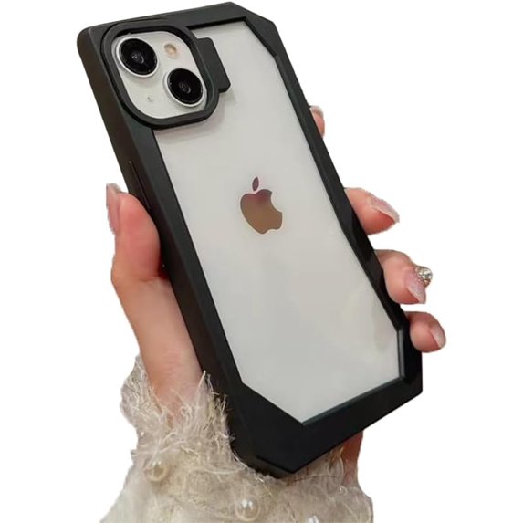 Simple Candy Color Irregular Edges Clear Phone Case Compatible with iPhone Case (Black,iPhone 15)