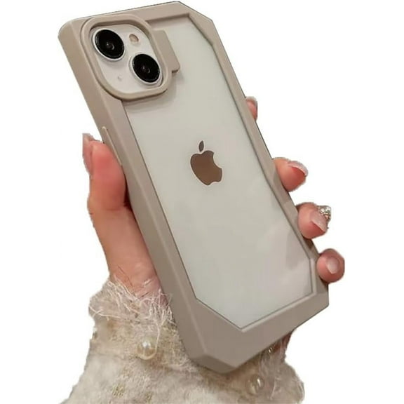 Simple Candy Color Irregular Edges Clear Phone Case Compatible with iPhone Case (Gray,iPhone 12)
