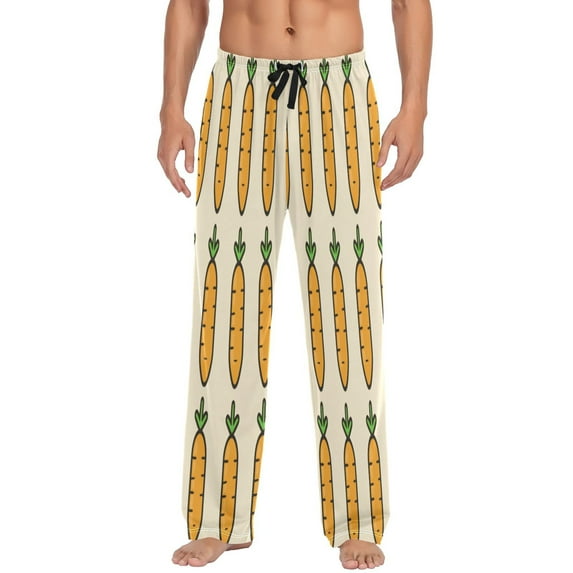 Simple Carrots Men's Lightweight Pajama Bottoms Stretch Elastic Waist Side Pockets Spring Fall