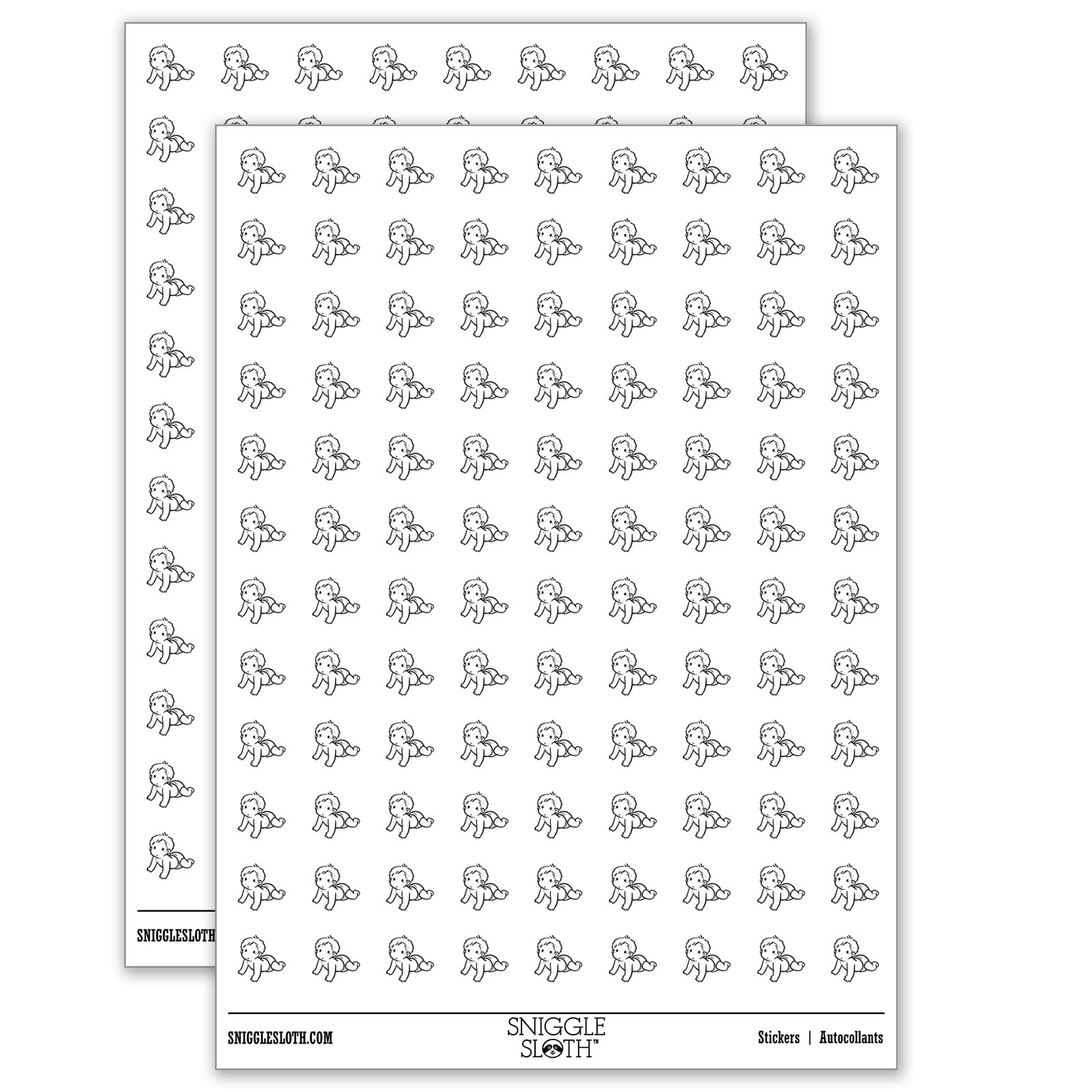 Simple Cartoon Baby Crawling in Diaper 200+ Round Stickers - Gloss ...
