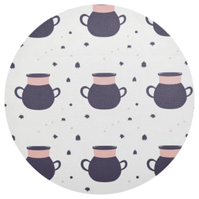 Simple Cartoon Pattern Design 15.4in Diameter PVC Plate Mat, Heat-Resistant and Cuttable, Kitchen Decor