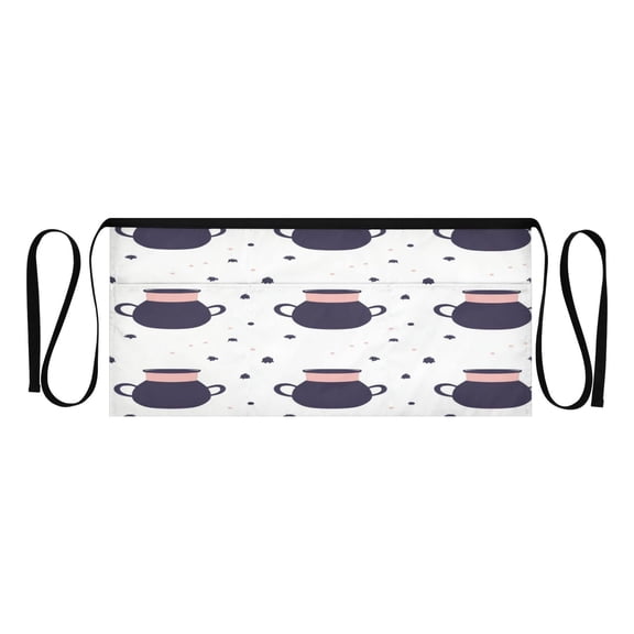 Simple Cartoon Pattern Design Multi Pocket Short Apron Waterproof, Adjustable 96.5in Belt for various occasions
