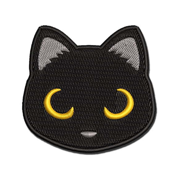 Simple Cat Head Icon Applique Multi-Color Embroidered Iron-On Patch - 2.0 Inch Mini