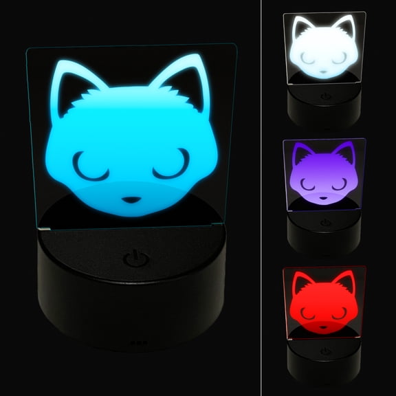 Simple Cat Head Icon LED Night Light Sign 3D Illusion Desk Nightstand Lamp