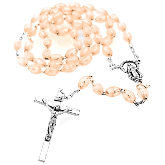 Simple Catholic Rosary with Colorful Beads (Rose)