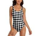 thumbnail image 1 of Simple Checkerboard Swimsuit Red and Black Checkered Push Up Swimwear One Piece Beach Bathing Suits Swimsuits Design Beachwear, 1 of 5