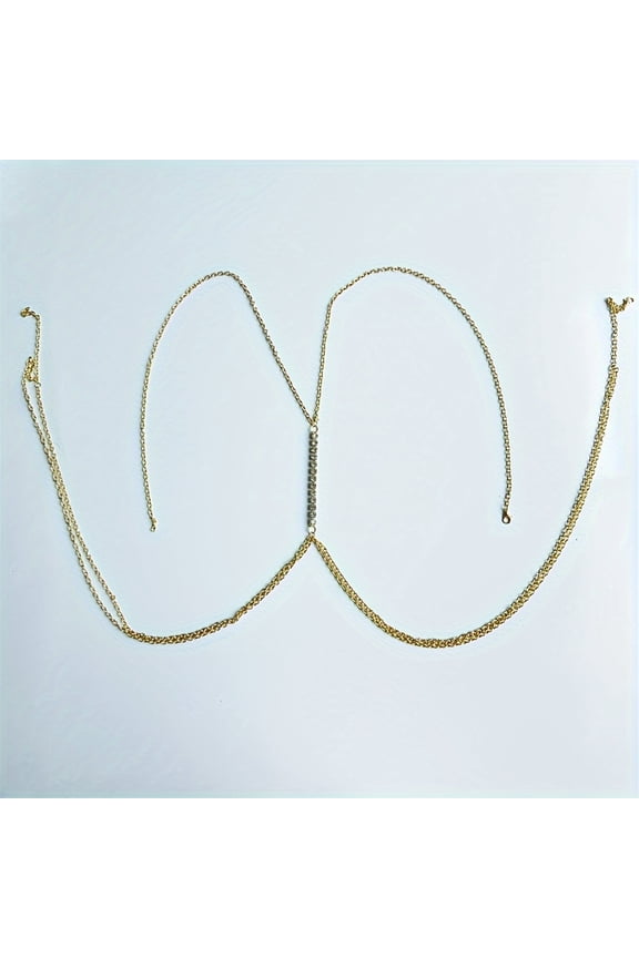 Simple Chest Chain Jewellery Harness Rhinestone Bra Bikini for Women Belly Waist Chain Body Sexy Lingerie Luxury Top Gift