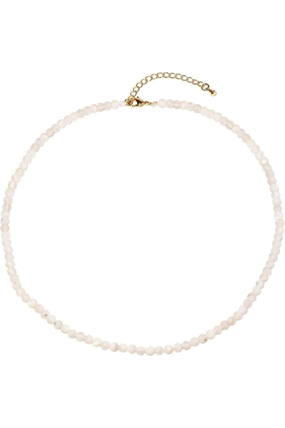 Simple Choker Necklace Pro for Women Real Stone and Crystals Necklaces 4mm Beaded Choker Jewelry Meditation Gift suitable for Women (16"+2")[b411]