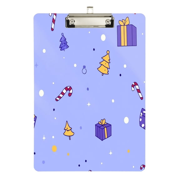 Simple Christmas Elements Acrylic Clipboards A4 Standard Size Clipboard 12.5" X 9" Clip Board for Office School Teacher Women Men