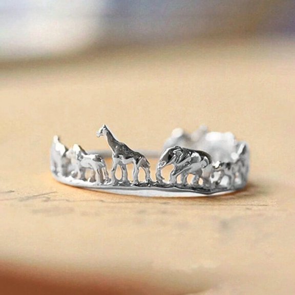 A Simple And Classic Hollowed-out Ring For Women With Cute Little Animals, Suitable For Daily Wear, Parties, Celebrations, And Holiday Gifts.,Silvery11