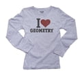 thumbnail image 1 of Simple Classic I Love Geometry Red Heart Women's Long Sleeve Grey T-Shirt, 1 of 2