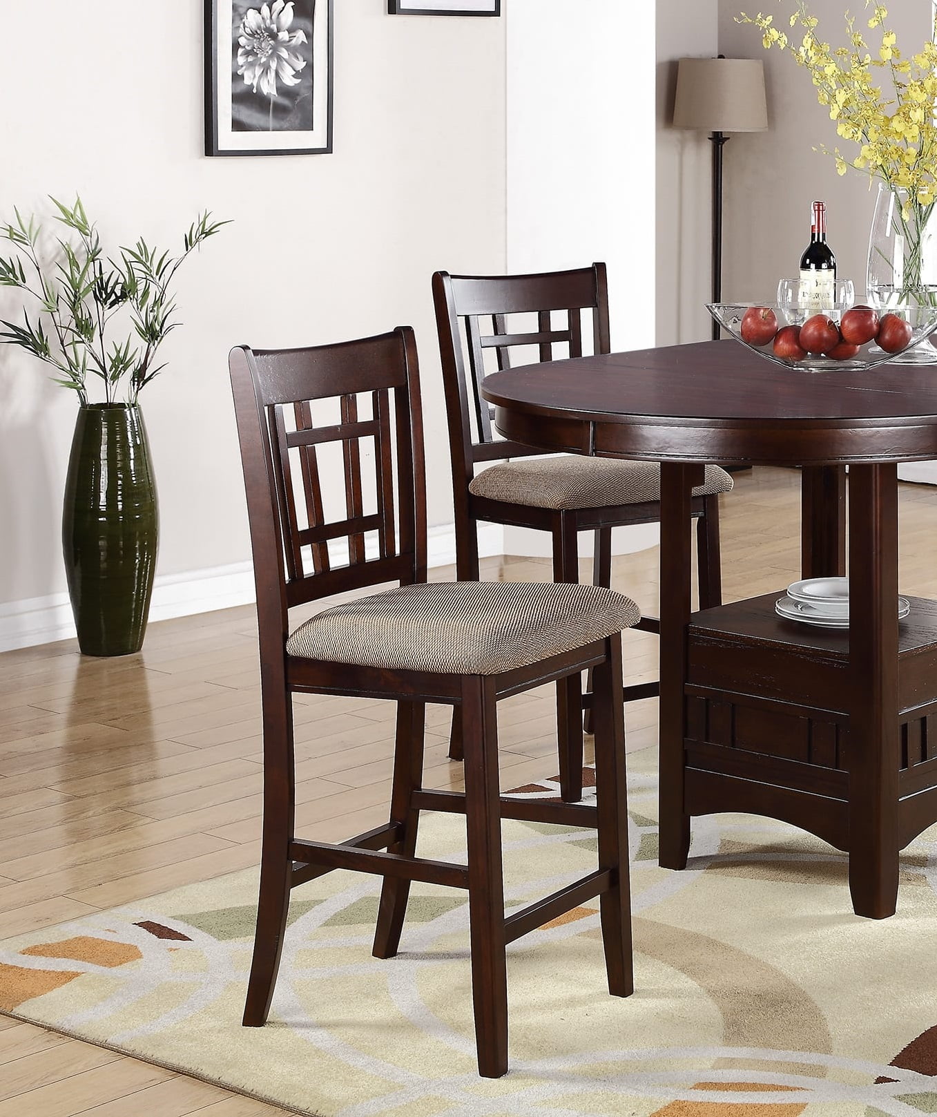 Simple Classic Woden Dining High Chairs Cushions Seats Wooden Set of 4 ...