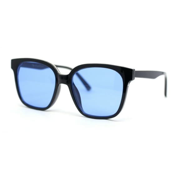 Simple Classy Womens Chic Horn Rim Metal Brow Trim Plastic Fashion Sunglasses Black - Blue