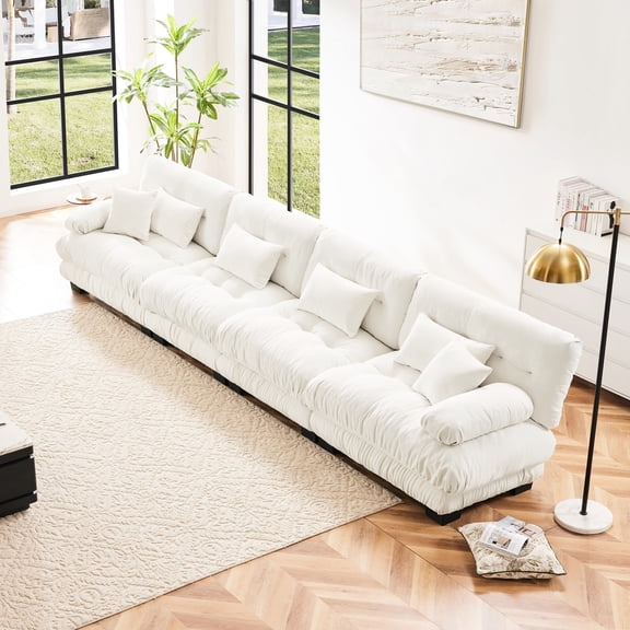 Simple & Clean Back Design | 4 Seat Sofa for Various Rooms, Space-Saving