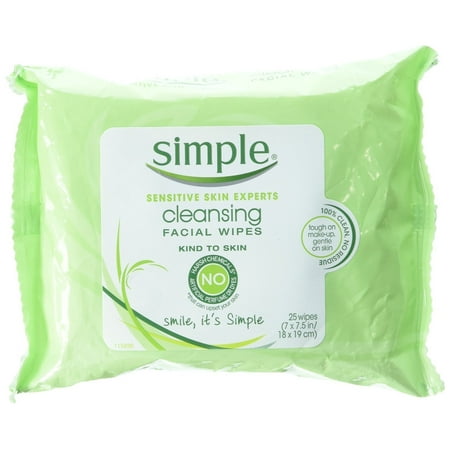 Simple Clean Face Wipes, Simple Clean Face Wipes, 25 Count Pack of 1