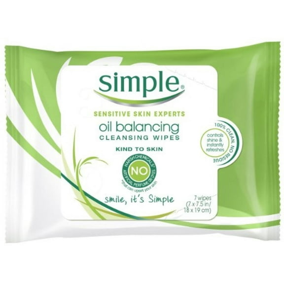 Simple Cleansing Facial Wipes 7 Each (Pack of 2)