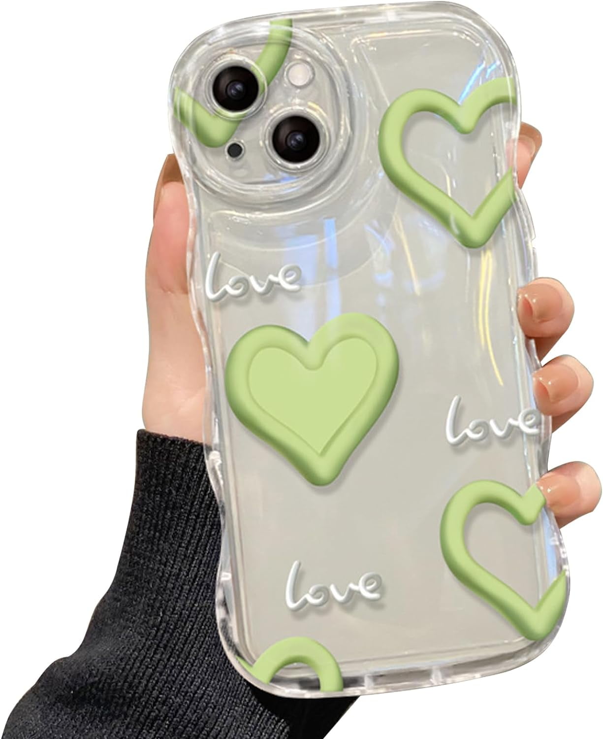 Simple Clear Bubble Hearts Pattern Phone Case Compatible with