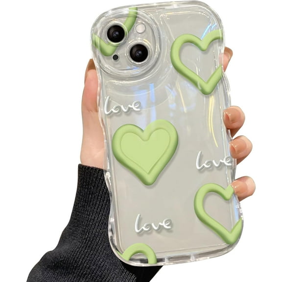Simple Clear Bubble Hearts Pattern Phone Case Compatible with iPhone 15 Pro, White