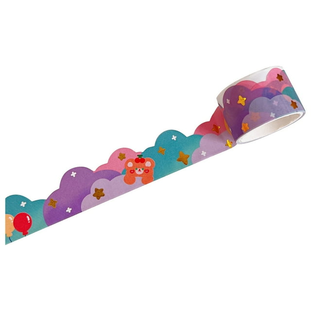 Simple Cloud Peach Heart And Paper Tape Cute Bear Love Hand Tearing ...