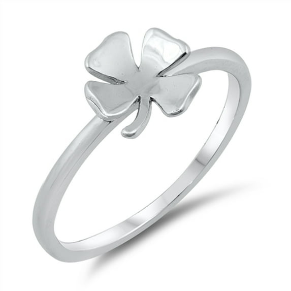Simple Clover Good Luck Irish Charm Ring 925 Sterling Silver Band Jewelry Female Male Unisex Size 7