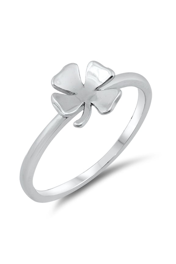 Simple Clover Good Luck Irish Charm Ring 925 Sterling Silver Band Jewelry Female Male Unisex Size 7