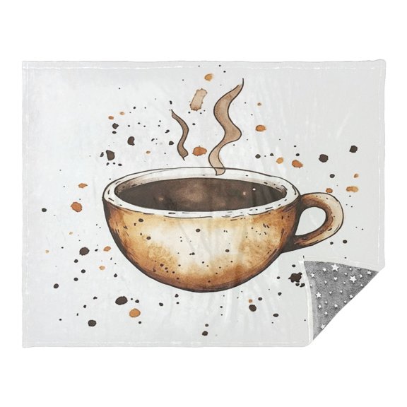 Simple Coffee Pattern Camping Blankets Bed Throws and Cozy Travel Blanket Fluorescence 70x55in Double Sided