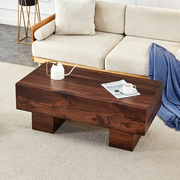Simple Coffee Table In Walnut Color, 43.3"x21.6"x17.2", Spacious Top, Build, Fashionable Look With Finish, 43.3x21.6x17.2 Inches, Workspace, Modern Aesthetics